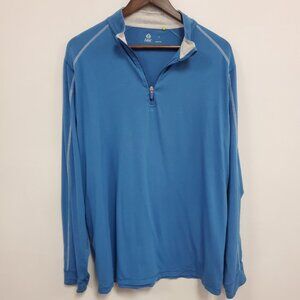 Tasc Performance Mens Bamboo 1/4 Zip Pullover Size L Blue Athleisure Lightweight
